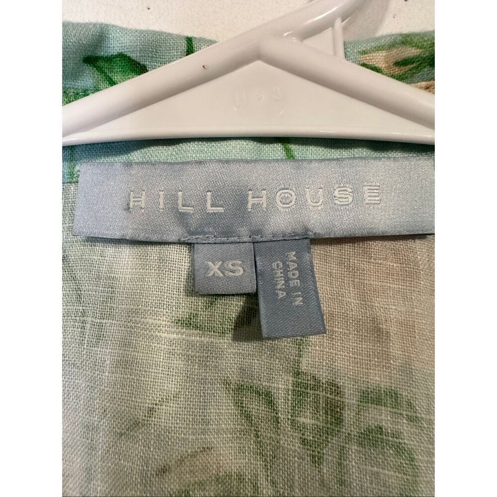 Hill House Dress Lauren Knee-Length Button Down Blue Roses Linen Size XS - Picture 5 of 8